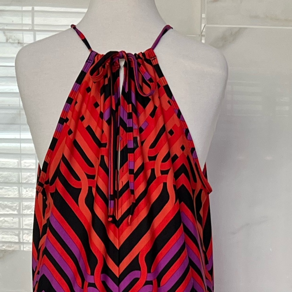 TRINA TURK Bright and Modern Geometric Halter Maxi Dress